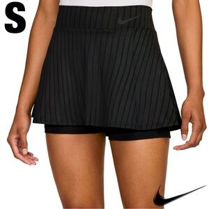 NWOT Nike Court Victory Flouncy Black Navy Performance Lined Skirt Skort SMALL